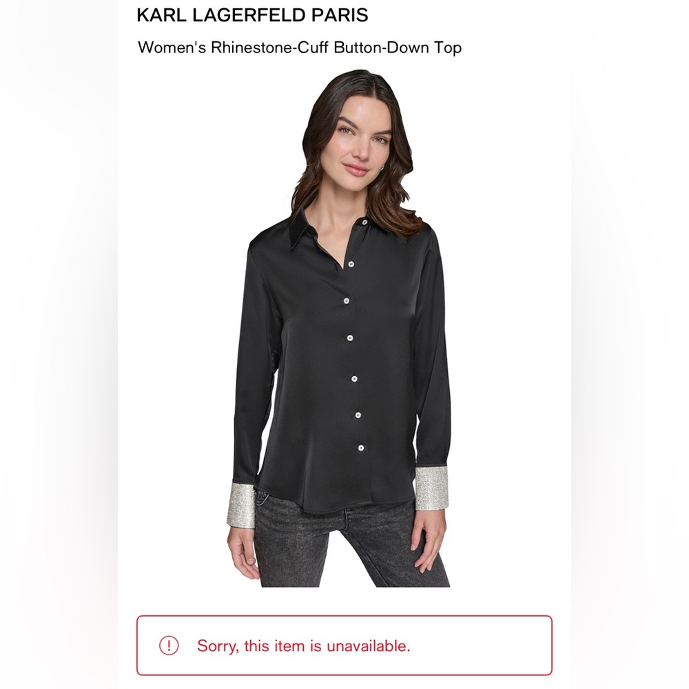 Karl Lagerfeld rhinestone Black womens Shirt with Silver Accents